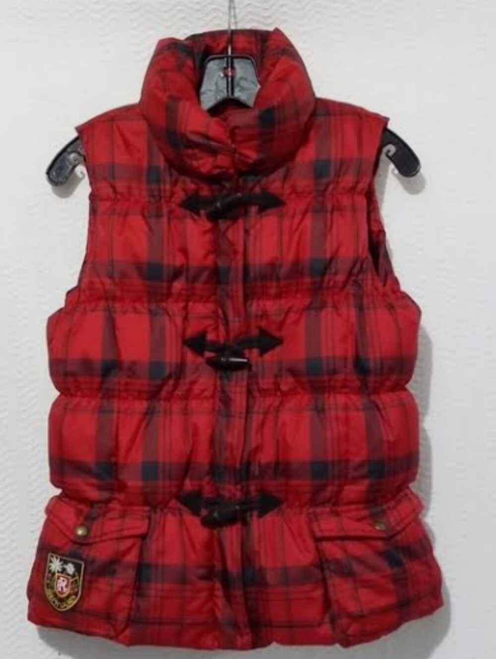 Ralph Lauren Red and Black Plaid Puffer Vest